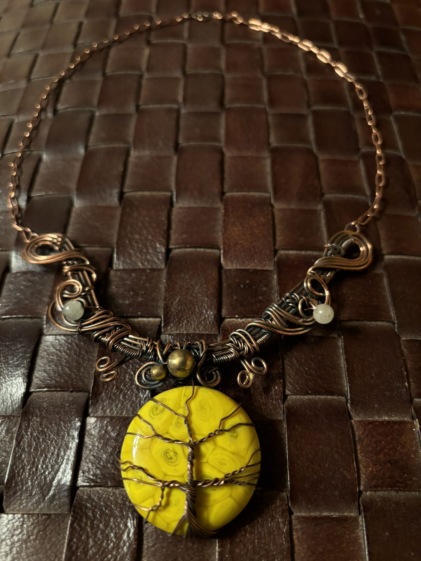 Handcrafted Copper Necklace with Yellow Turquoise
