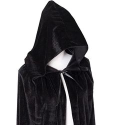 Black Full Length Hooded Robe Cloak