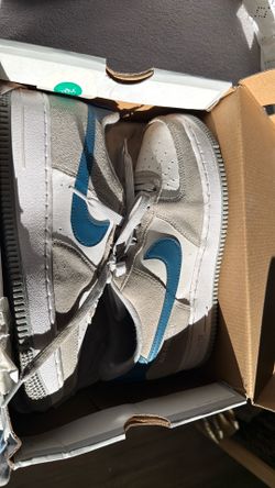light grey and blue air force’s (6.5y)