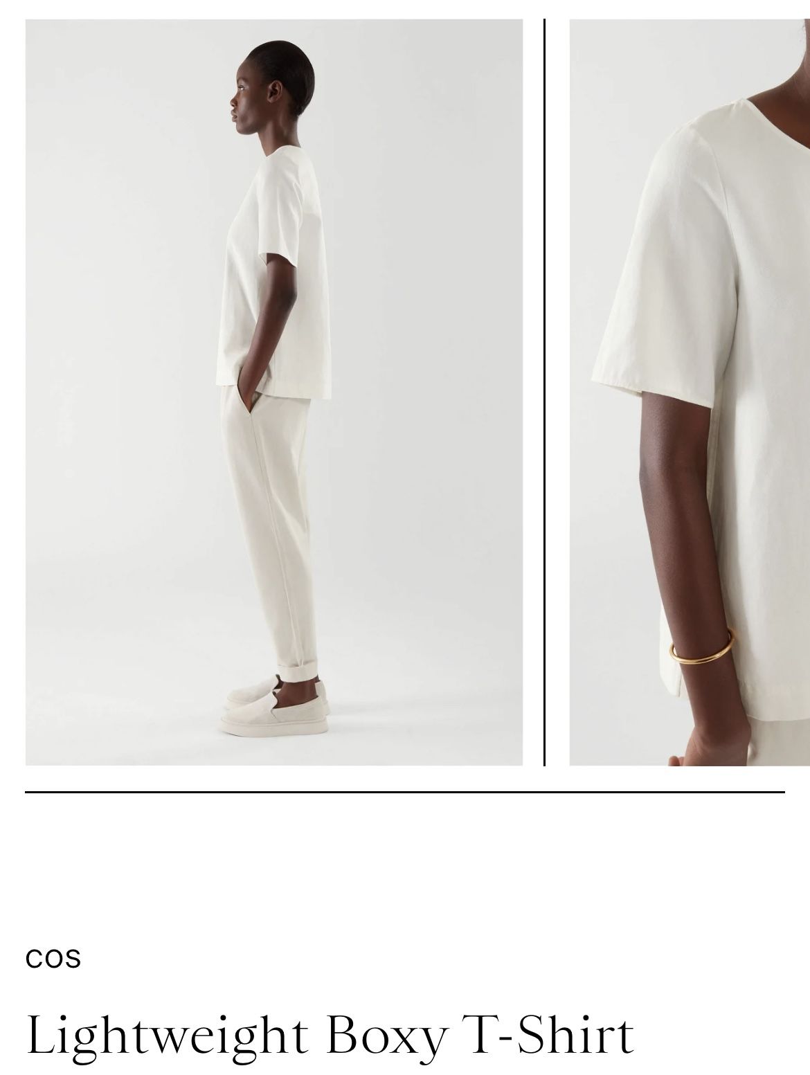 COS Ladies Small- White Boxy Cotton Linen Shirt- Pleated Back