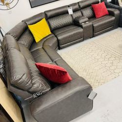 6 Piece Power Reclining Sectional Couch With Console Set 🔥$39 Down Payment with Financing 🔥 90 Days same as cash