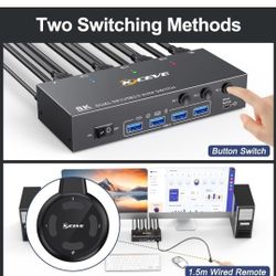 MCEVE 8K DISPLAYPORT KVM SWITCH 2  MONITOR