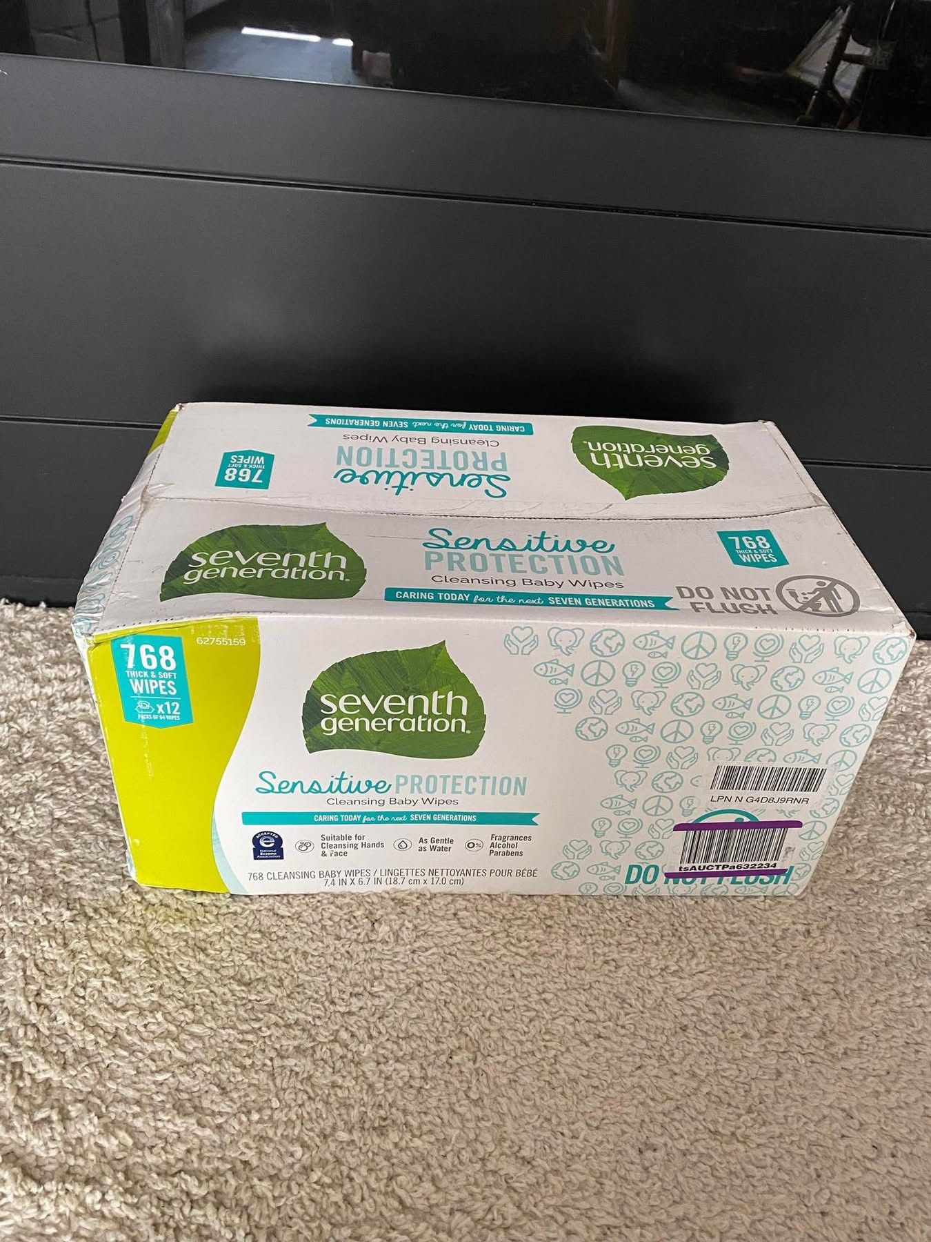 Seventh Generation Baby Wipes, 768 count, Made for Sensitive Skin, Refill with Tape Seal, 64 Count