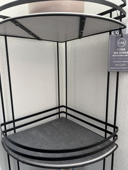 3-Tier Decorative Stand with Marble Shelves