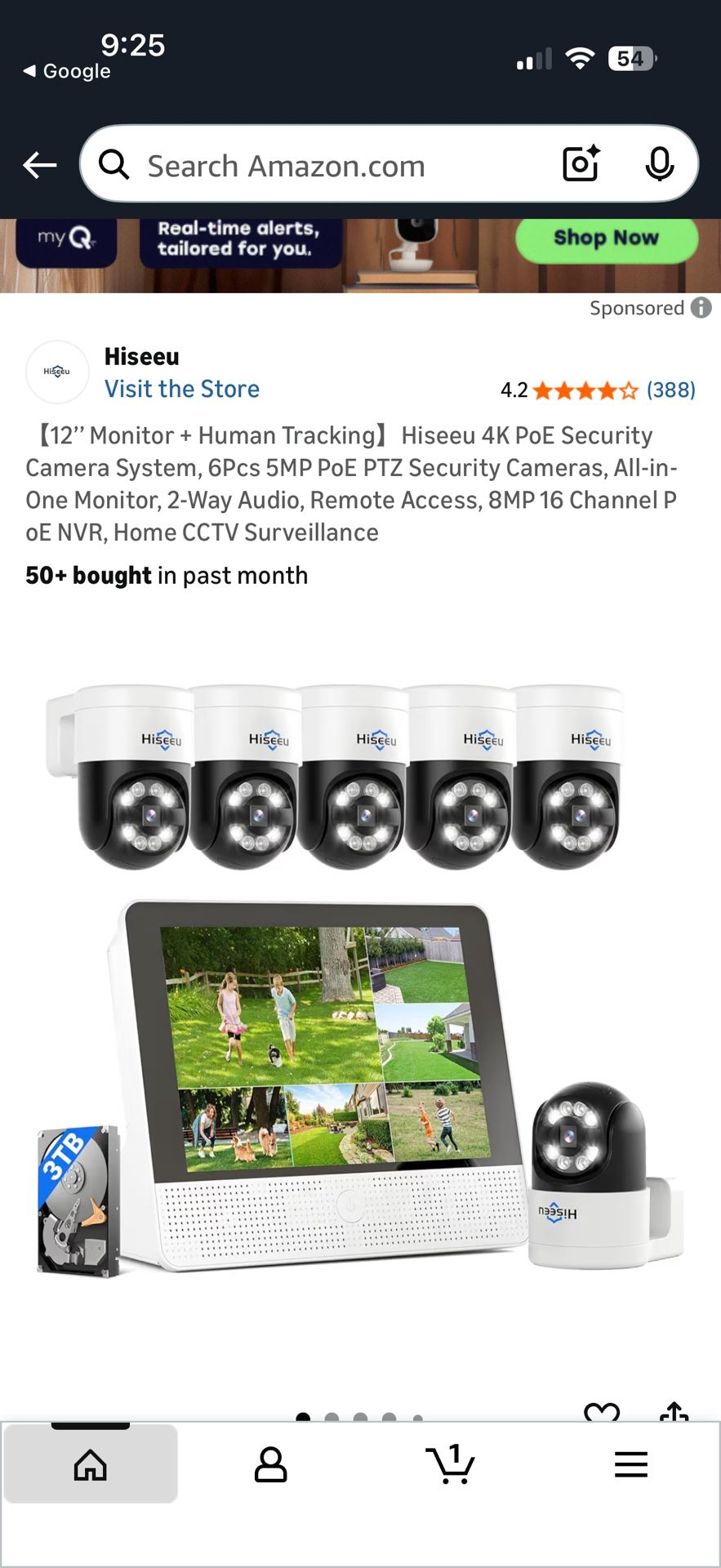 【12’’ Monitor + Human Tracking】Hiseeu 4K PoE Security Camera System, 6Pcs