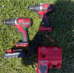 Milwaukee drill and hammer drill set