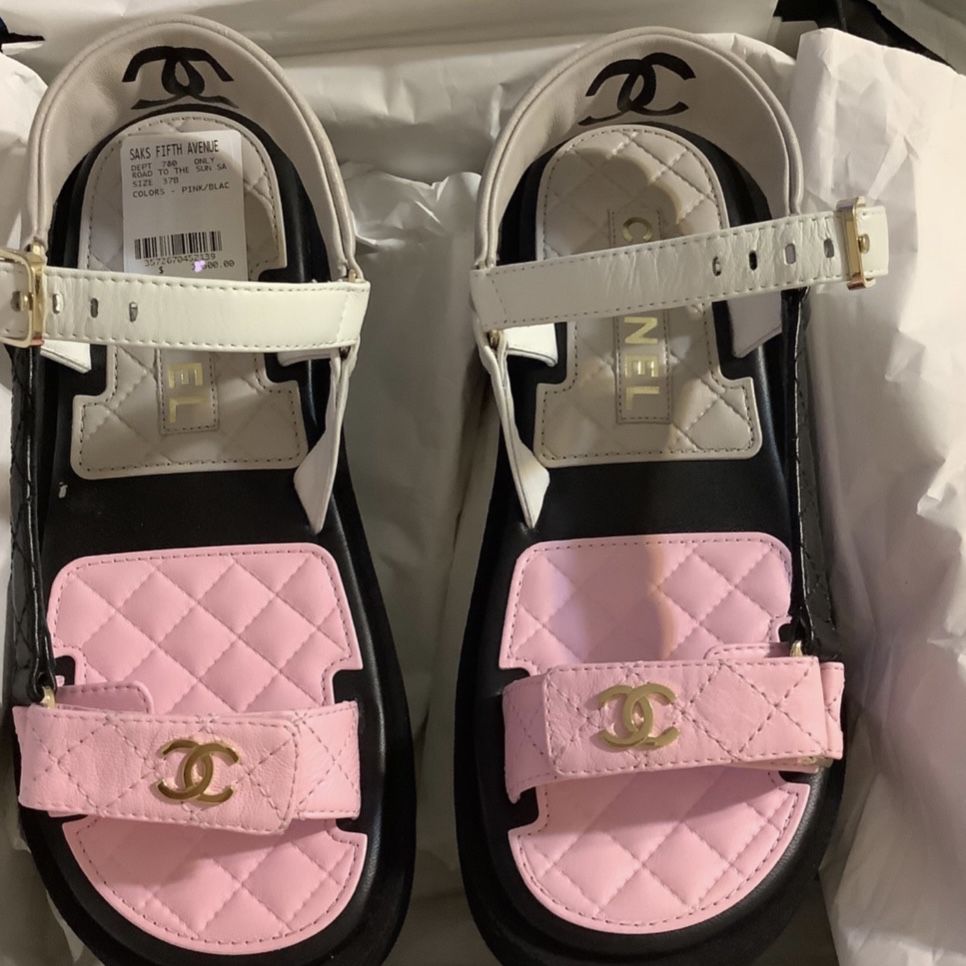 Chanel Sandals Beige Black Size 38c for Sale in Atlanta, GA - OfferUp
