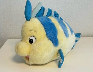 VINTAGE DISNEY THE LITTLE MERMAID ARIEL FISH FLOUNDER PLUSH STUFFED ANIMAL TOY