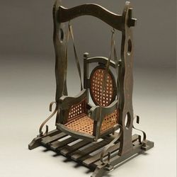 vintage, hand-painted wooden doll swing w