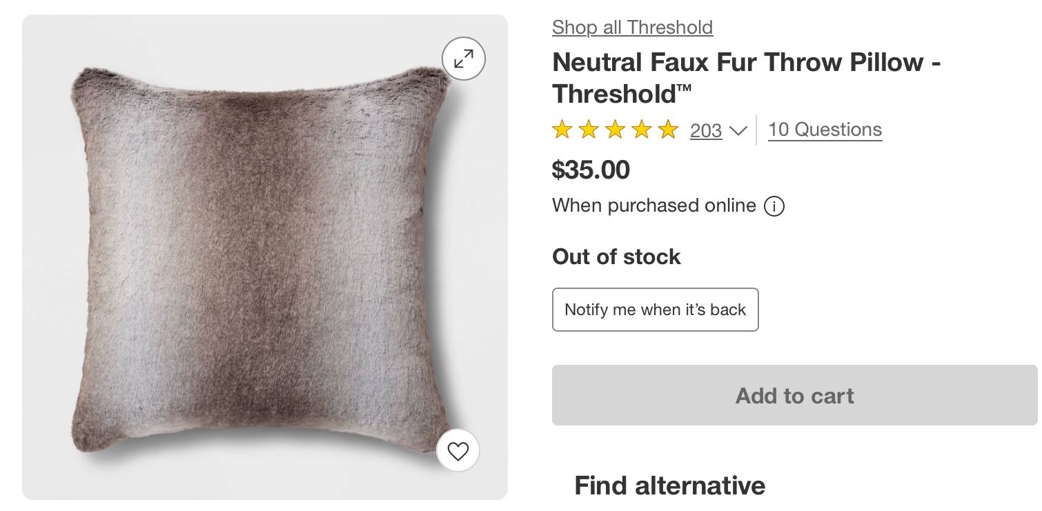 Neutral Faux Fur Throw Pillows- Threshold™ (Four)