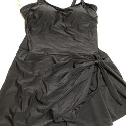 Beautiful Black Skirt One Piece Swim Suit Size L