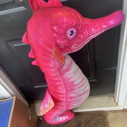 Jumbo Bright Pink Plush Seahorse 43” tall