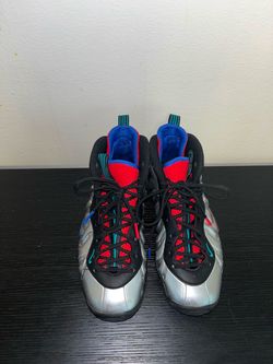 Nike Foamposite Silver/Black/Red/Blue (size 5Y)