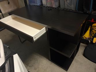 Black Desk with Drawer and Shelves
