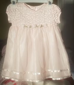 Pink Lacy & Satin Girls Dress Size 12 Months