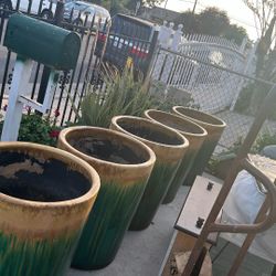 Pots For Plants 8 Or 10 Green On The Bottom Yellow On Top