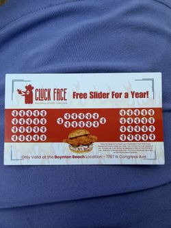 Cluck face free sliders every week for a year over $400 in savings