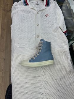 Rick Owens High-Top Sneakers Light Blue — New