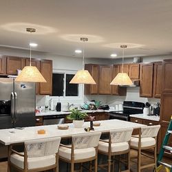 Three Matching Pendant Lights 18” Wide Brand New 