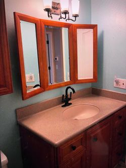 42-inch vanity with sink, mirror & cabinet
