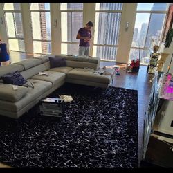 Grey Leather Sectional