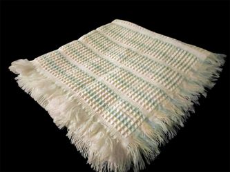 Baby Blanket Pastel Plaid Fringe Woven Throw ALL-Mine Vintage