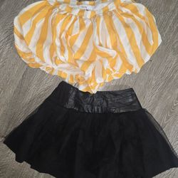 Eccentric bottoms- Yellow clown puffy shorts and black trendy skirt