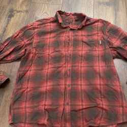 Men’s Red And Brown Plaid Long Sleeve Flannel Shirt Size XL Wolverine #15