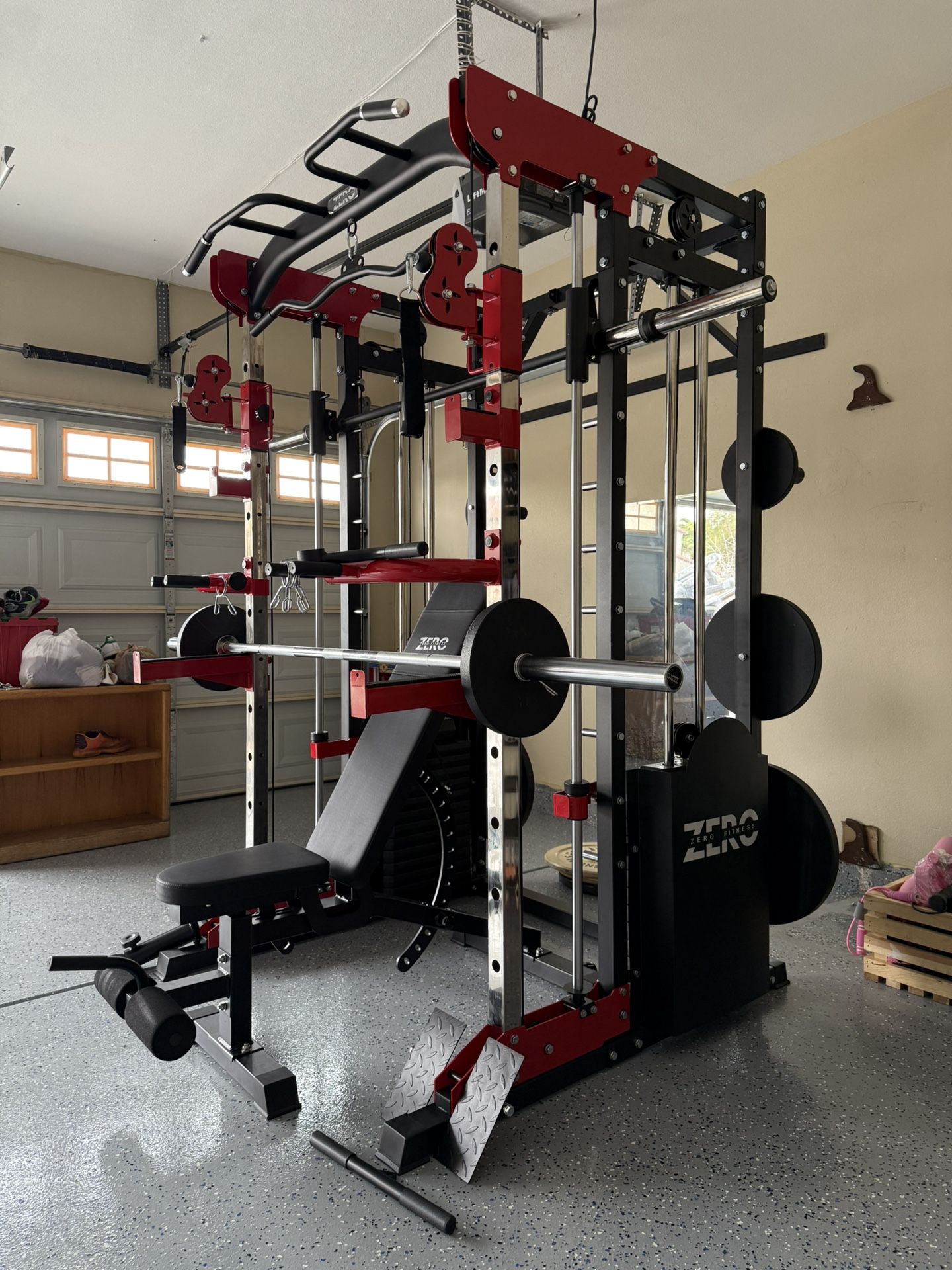 Smith Machine 200 | Adjustable Bench | 245lb Cast Iron Olympic Weights | 7ft Olympic Bar | Fitness | Gym Equipment | FREE DELIVERY/INSTALLATION 🚚 🛠️