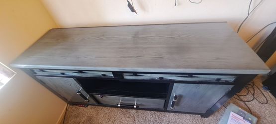 Gray and Black TV Stand with Storage