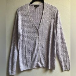 Brooks Brothers Lavender Cable Knit Silk Cashmere Sweater Cardigan Sz XL