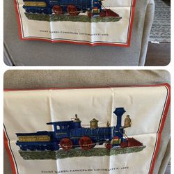 Vintage Tapestry/Dish Towel/Table Scarf/Cloth Trains Hot Air Balloons Set 3