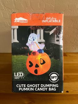 Inflatable cute ghost dumping pumpkin candy bag 5ft