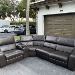 🛋️ Couch/Sofa Sectional - Leather - 2 Recliners - Brown - Delivery Available 🚛