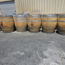 Empty Oak Barrels