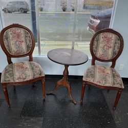 Antique Table with Two Matching Chairs (Sold as a Set)