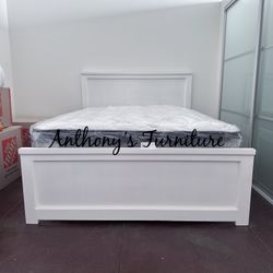New White Queen Bed With Mattress 