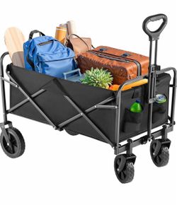 Folding Utility Wagon Cart with Side Pockets