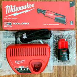 Milwaukee M12 3/8 Ratchet, CP 1.5Ah Battery, Charger Bundle!! (All  Brand New )