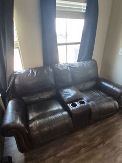 Recliner leather couch