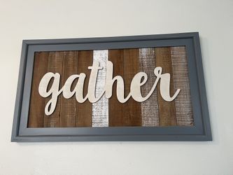 Gathering Sign, Framed Wood Sign