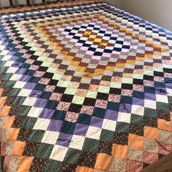 Handmade Vintage Top With Modern Completion Quilt 