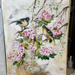 Antique Abstract Oil Painting Signed Lee Reynolds 40.5”Lx51”H