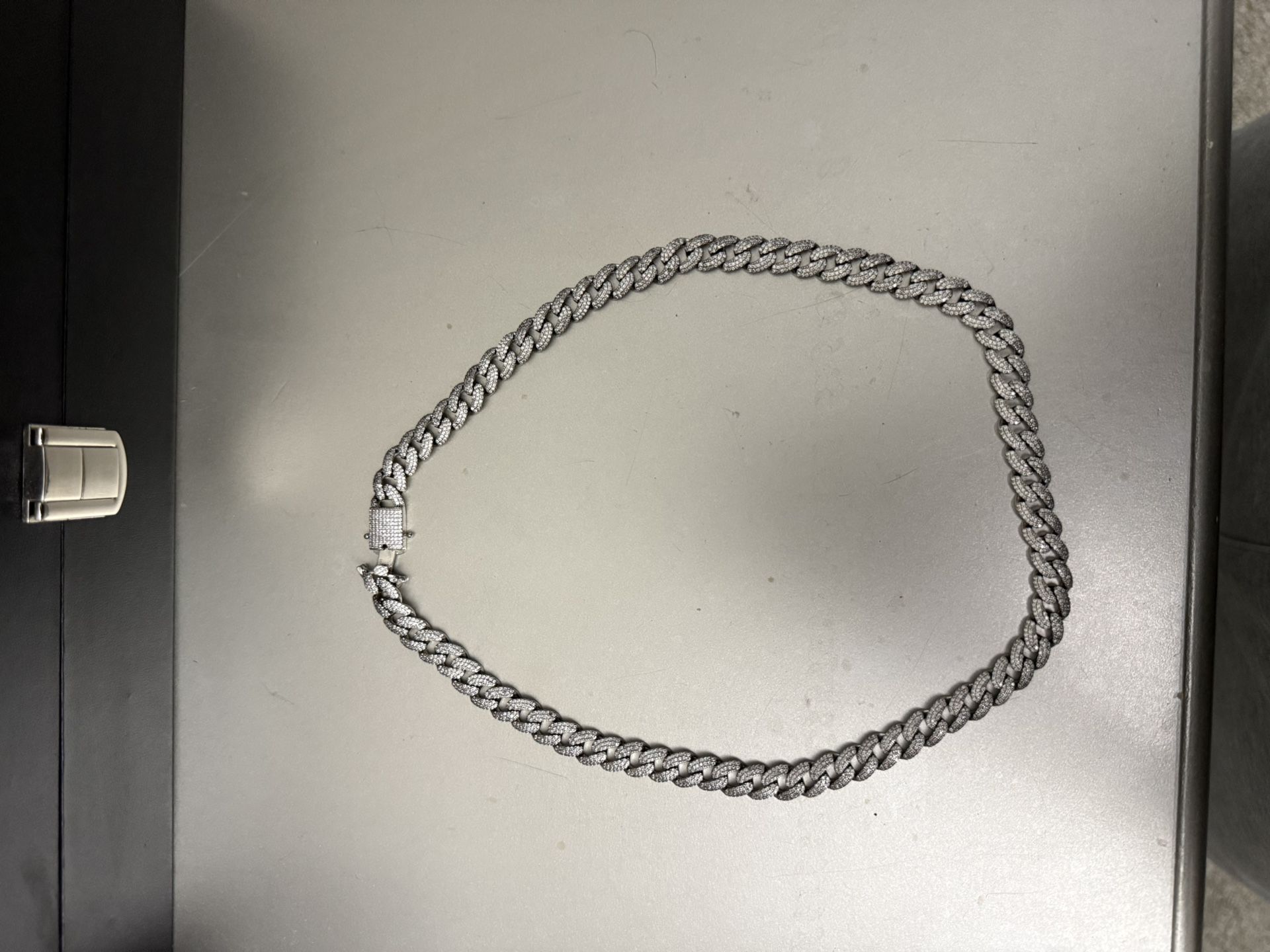 Cuban Silver Chain Swarvski Crystals