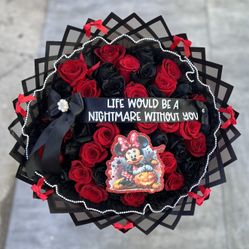 Halloween Spooky Ramo Buchon Flower Roses Bouquet 