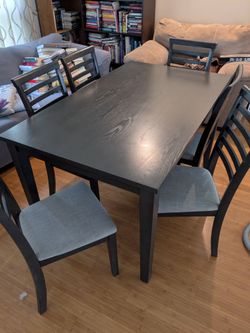 Black Dining Table Set with 6 Chairs