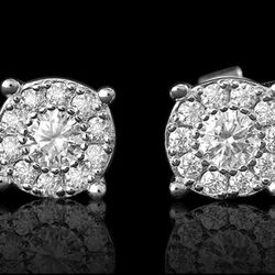 MOISSANITE White Gold Cluster Hexagon Earrings