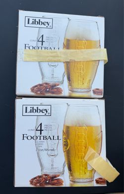 Libbey Football Beer Glasses Set of 8 (2 x 4-Pack) 23 oz Sports Pint Glasses NEW