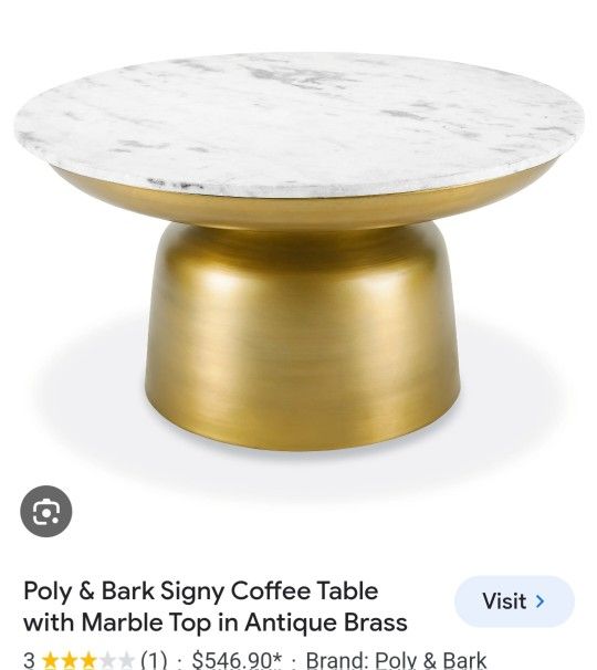 BRAND NEW Poly & Bark SIGNY Marble And BRASS Coffee Table. Still Have Original BOX. Bought It Yesterday, But It's Too Small For Our Living Room.