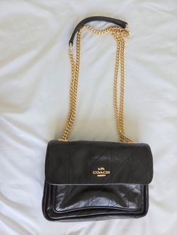 Coach Black Quilted Leather Chain Shoulder Bag